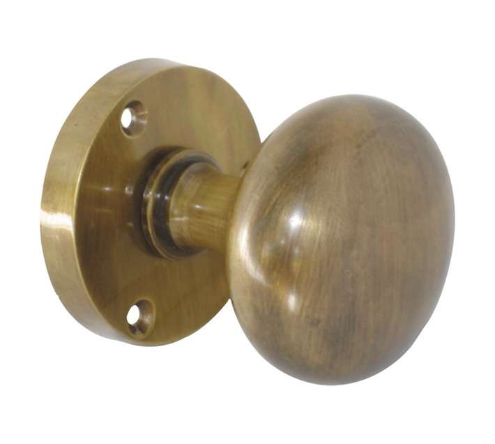 Euro Brass Handle Knob Cv51 Mushroom On Rose - Antique Brass