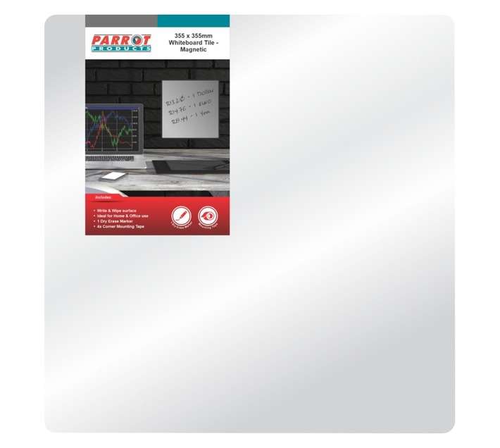 Parrot Products BD1817S Magnetic Whiteboard Tile - Silver (355 x 355mm)