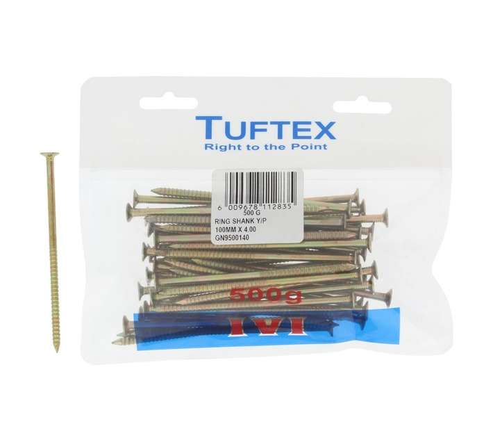 Tuftex Ring Nails - Yellow Passivated (100 x 4.0mm)