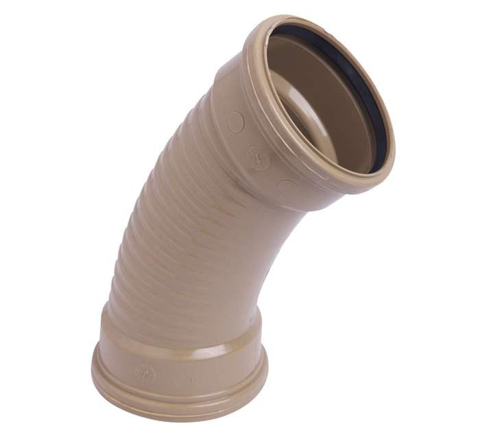 MacNeil Ribbed Underground PVC Bend - Cream (110 x 45mm)