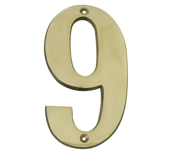 Euro Brass Numeral 9 - Aluminium (175mm)