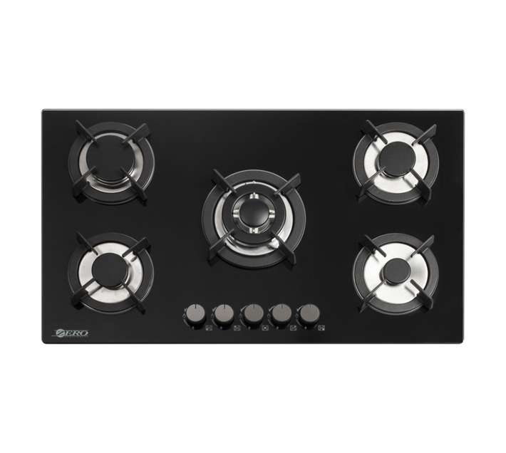 Zero Glass Top Gas Hob 5 Burner Black