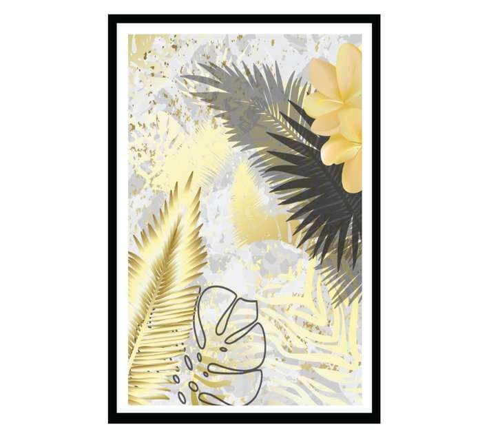 Amber Bay Fern Framed Canvas Print - Grey (420 x 620mm)