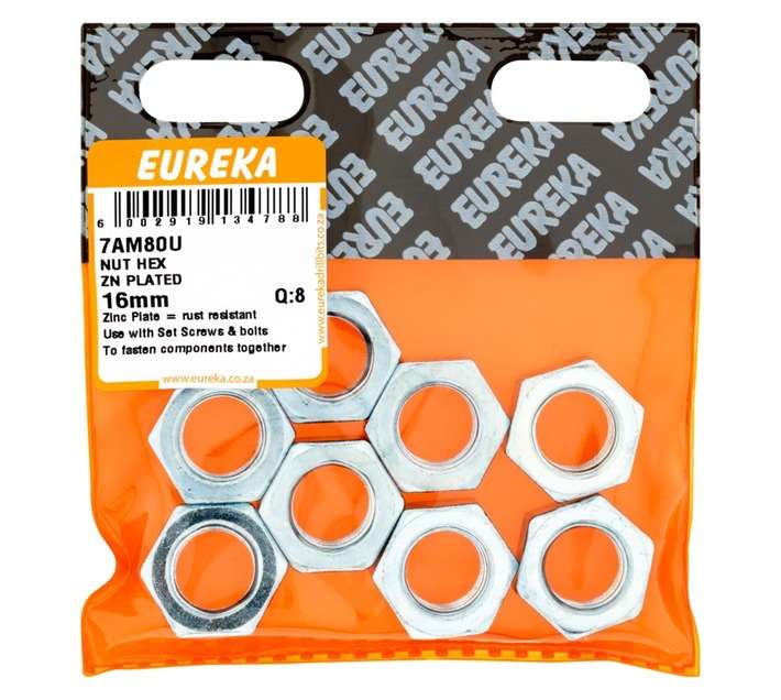 Eureka 8 x Hex Nuts - Zinc Plated (16mm)