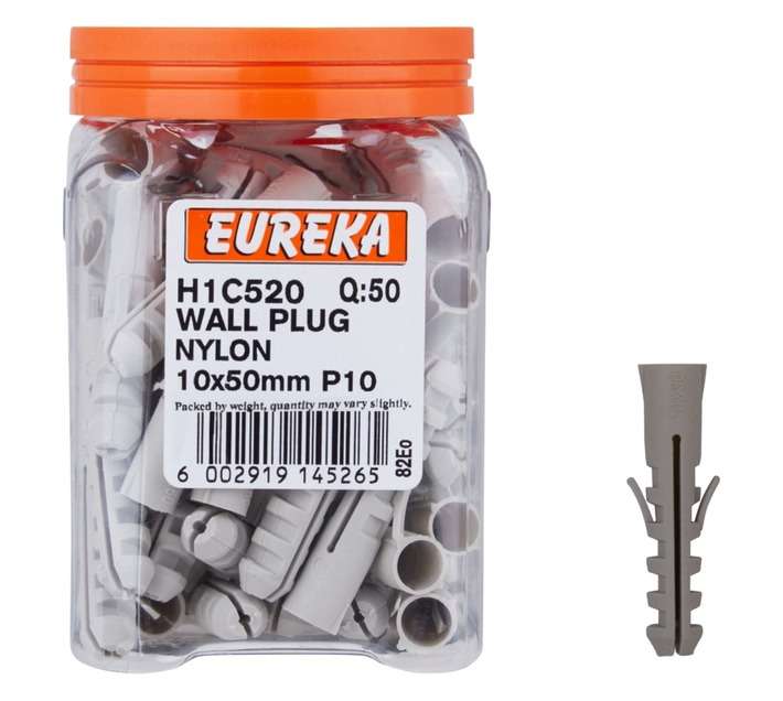 Eureka 50 x H1C520 Wall Plug Nylon P10 (10 x 50mm)