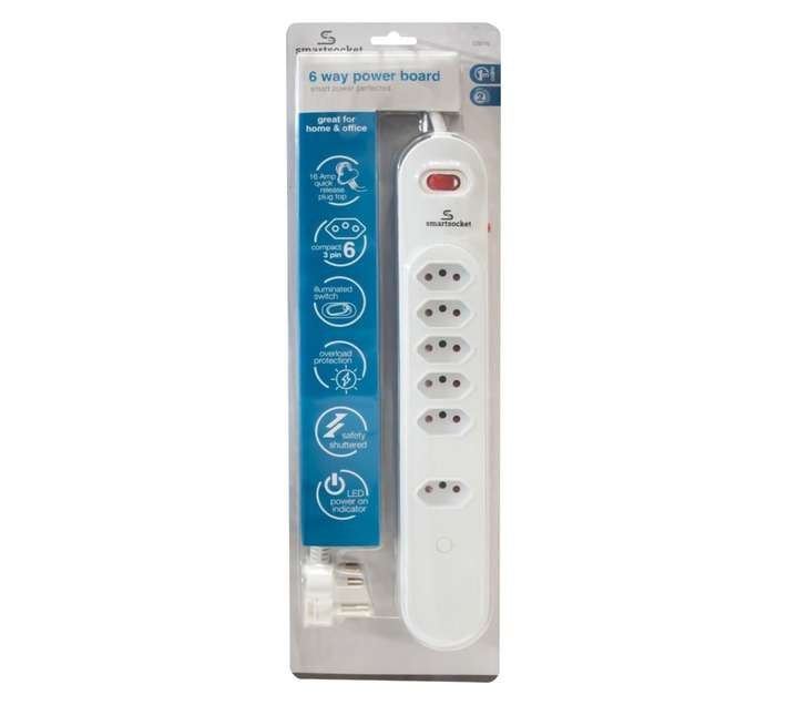 Smartsocket 6 Way 3.5A USB Power Board Adaptor - White