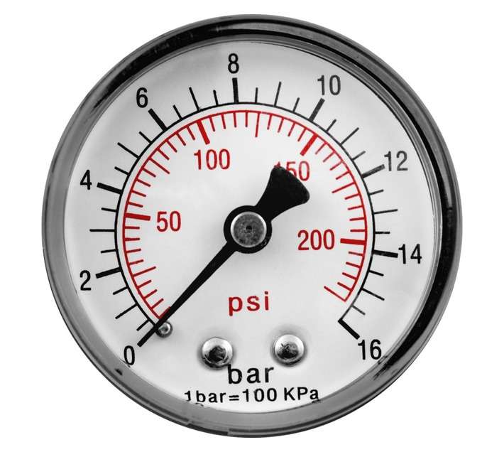 GAV Rear Entry Pressure Gauge (1/4 Inch)