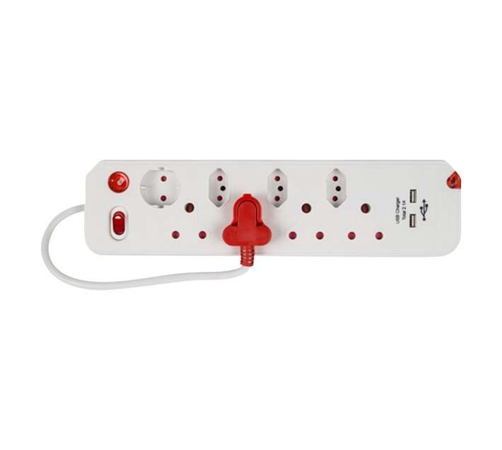 Electricmate 8-Way Switched USB Multi-Plug - White