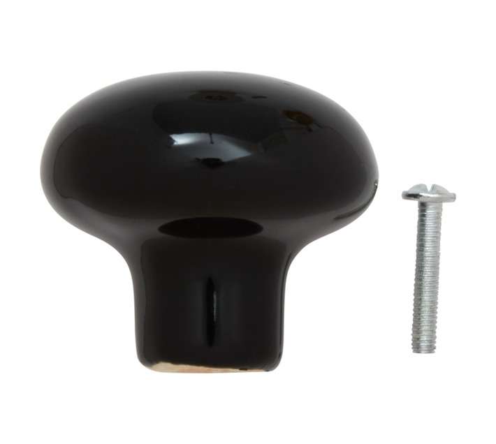 Home and Kitchen Porcelain Knob - Black (45mm)