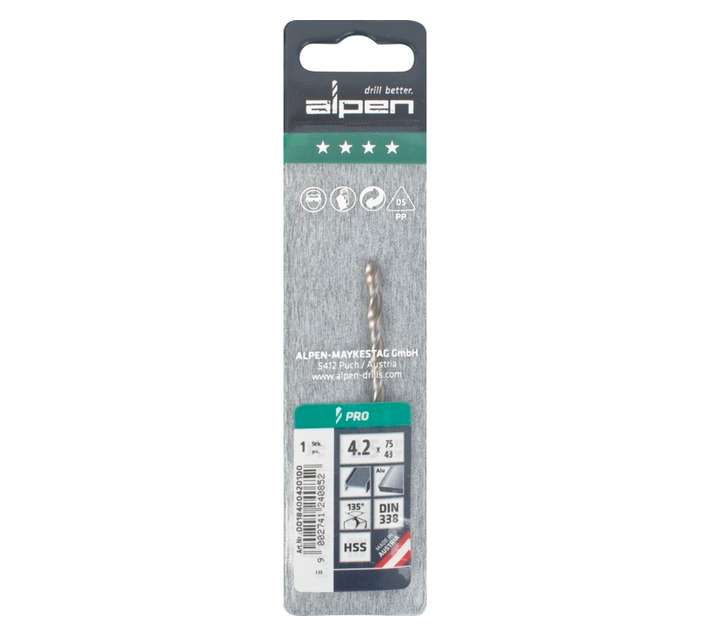 Alpen HSS Pro Split Point Jobber Drill Bit (75 x 4.2mm)
