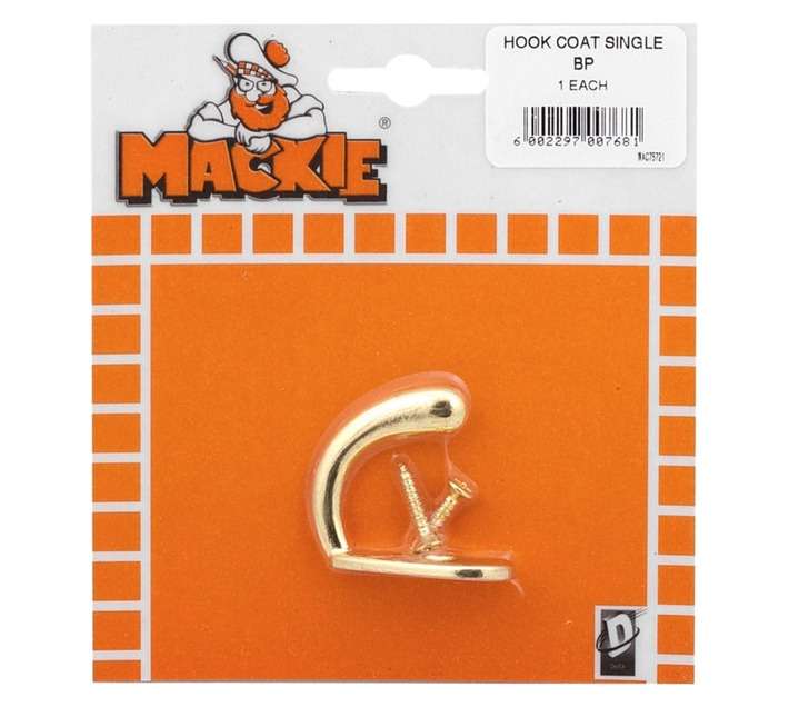 Mackie Coat Hook Single - Brass Plated