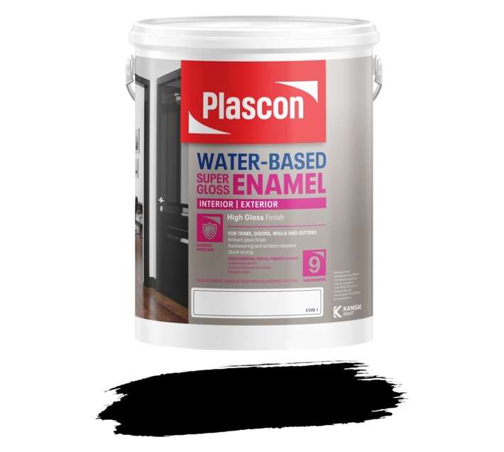 Plascon Water Based Super Gloss Enamel - Black (5L)