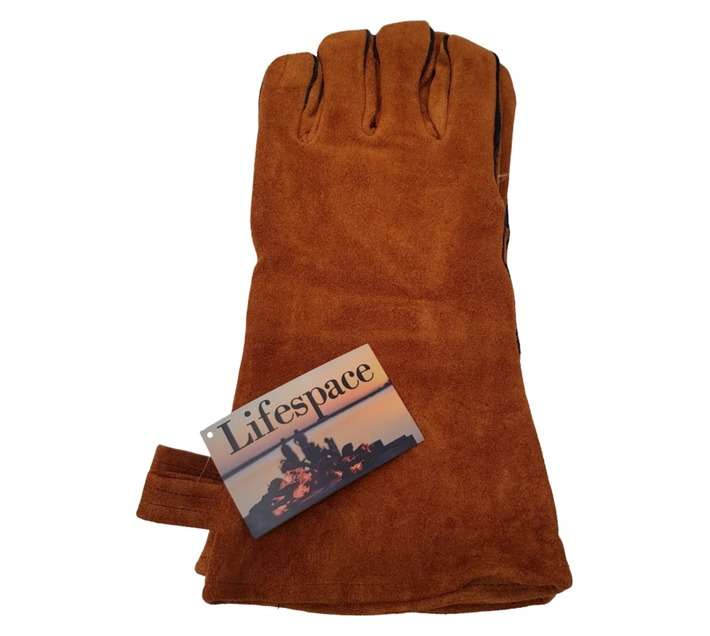 Lifespace Lined Leather Braai Gloves - Brown (350 x 150 x 25mm)