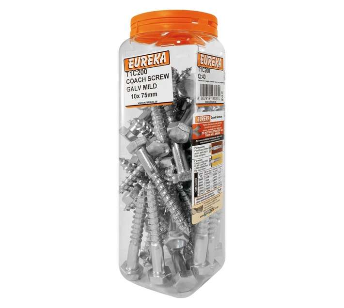 Eureka 10 x 75mm Coach Screw (Q40) Galvanised Mild