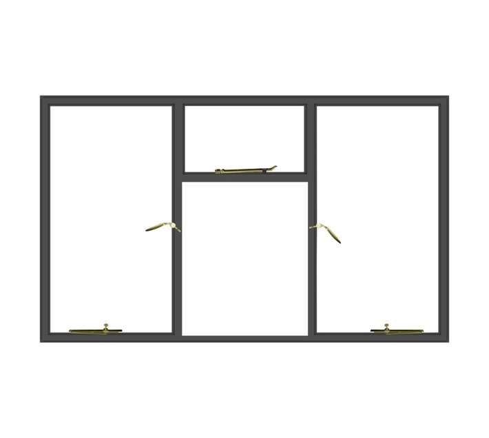 Five Point Steel NC4F Steel Window Frame - Grey Oxide (1511 x 949mm)