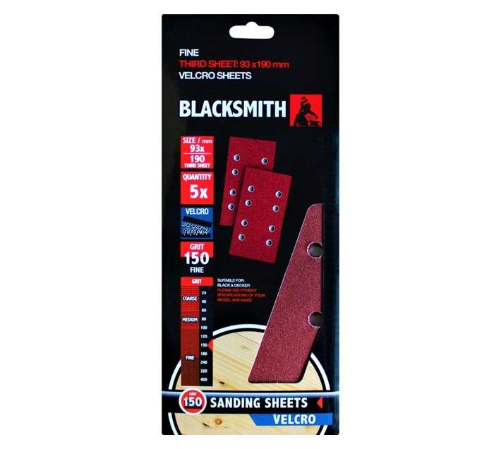 Blacksmith 1/3 Aluoxide Sand Paper Sheet 150 Grit (93 x 190mm)