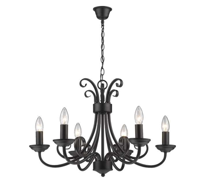 Radiant 6 Light Chandelier E14 - Black (1000 x 590 x 410mm)