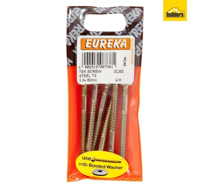 Eureka 6 x Tex Hex Screws Coarse Thread (5.5 x 60mm)
