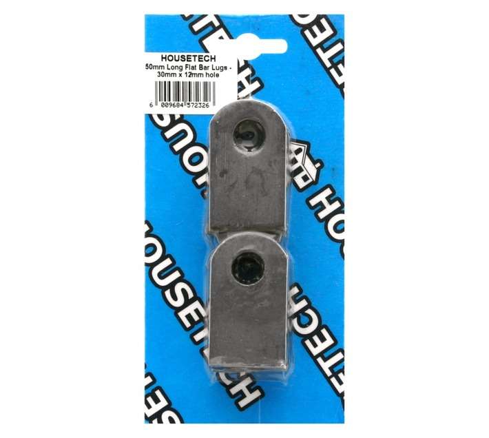 Housetech Long Flat Bar Lugs With 12mm Hole - Grey (50 x 30mm)
