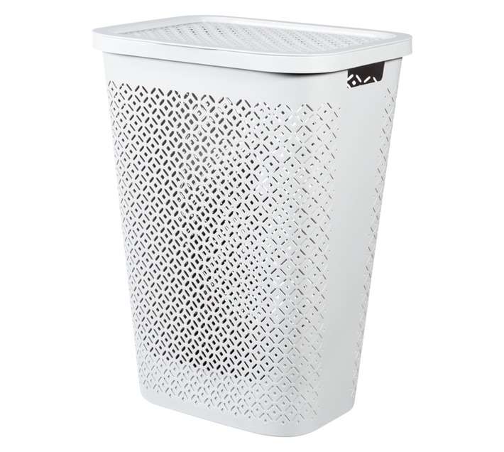Curver by Keter Terrazzo Hamper Laundry Basket - White (440 x 340 x 580mm)