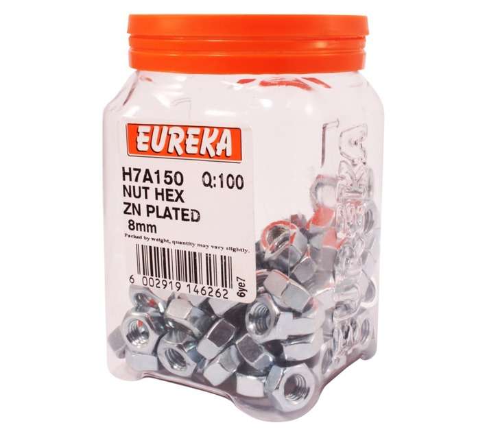 Eureka 8mm Zinc Plated Hex Nut (100 Pack)