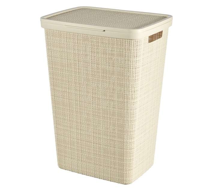 Curver by Keter Jute Hamper Laundry Basket - White (430 x 340 x 580mm)
