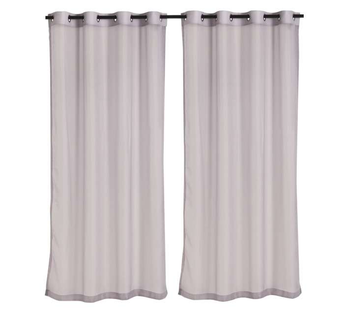 Kubu Textiles 2 x Voile Plain Taped Curtains - Grey (1400 x 2250mm)