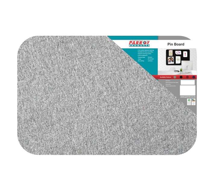 Parrot Products BD0320L Adhesive No Frame Pin Board - Grey (600 x 450mm)
