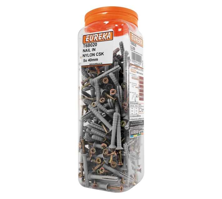 Eureka 5 x 40mm Nail In Nylon Csk (Q200)