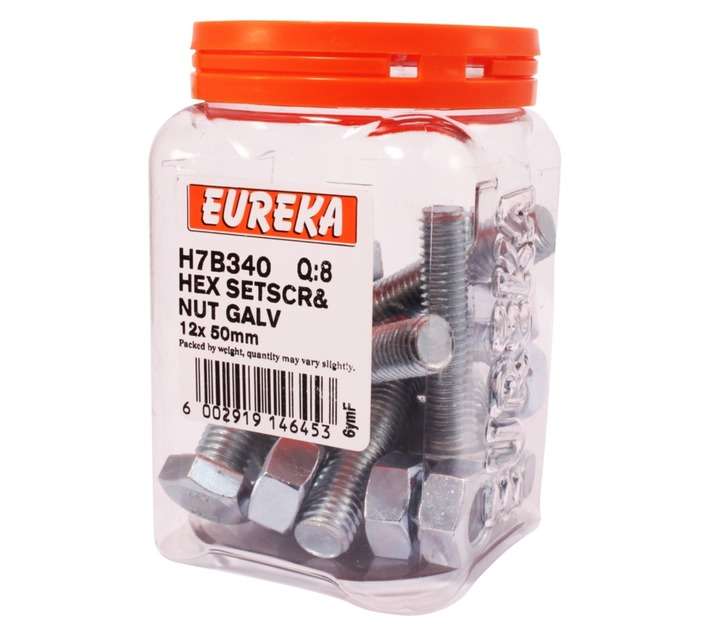Eureka 12 x 50mm Hex Screw and Nut Set (8 Pack)