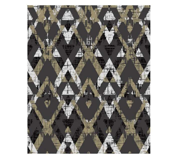 Fired Earth NW P/S Black Geo Wallpaper - Black (10m x 530mm)