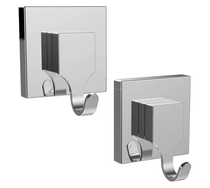 Evovac 2 x Stainless Steel Single Square Hooks - Silver