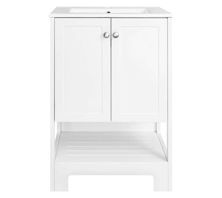 Lusso Contemporary Shelf Vanity Cabinet - White (600 x 450 x 865mm)
