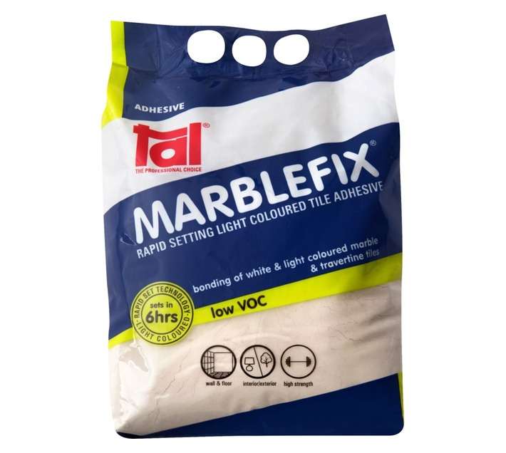 TAL Marblefix Rapid Setting Light Coloured Tile Adhesive - Off-White (5kg)
