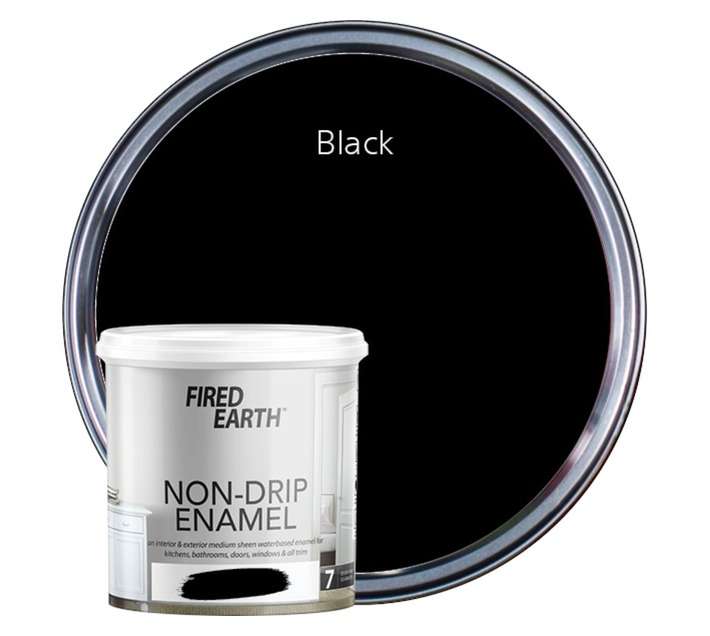 Fired Earth Non-Drip Enamel Water Based - Black (1L)