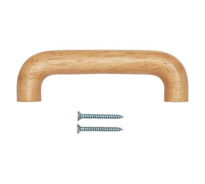 Home and Kitchen Lacquered Wooden D Handle - Light Brown (96mm)