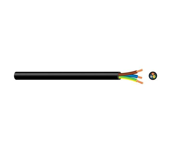 Cabtyre 3 Core Cable - Black (1mm) (Price Per Meter)