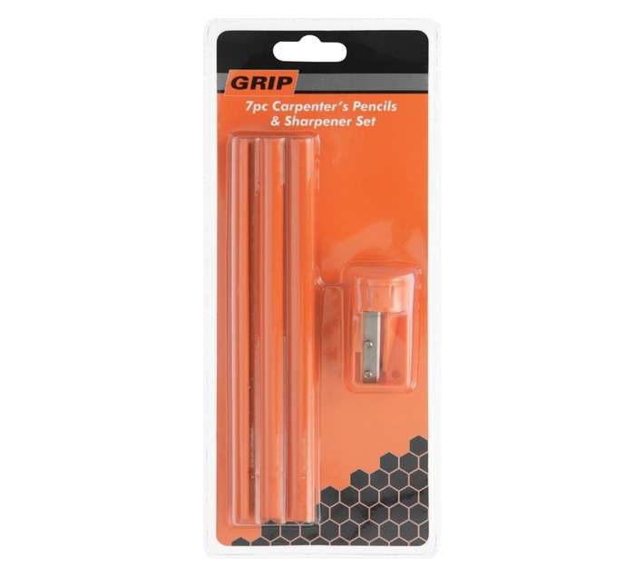 Grip Carpenters Pencil And Sharpener (7 Pack)
