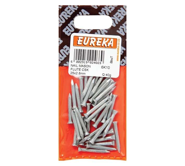 Eureka 6K10 Fluted Masonary Nails (2.5 x 2.5 x 25mm)