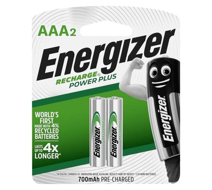 Energizer Power Plus 2 x Rechargeable Batteries (AAA)