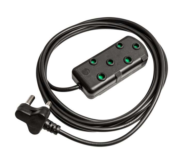 Electro Worx 16A Side By Side Extension Lead - Black (5000mm)