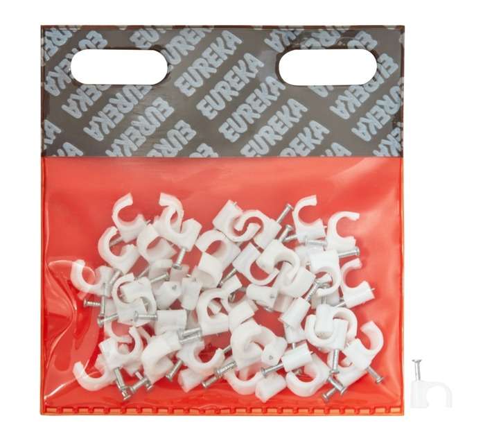 Eureka 50 x Round Cable Clips (7mm)