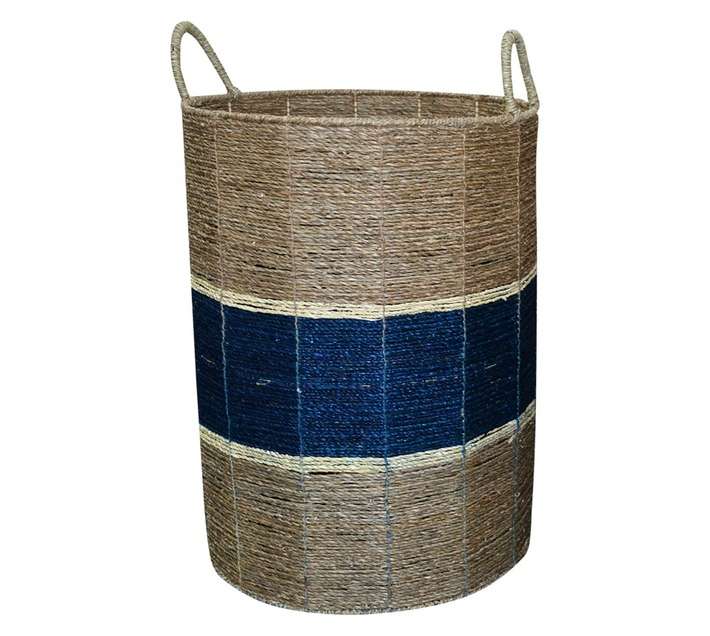 Design House Seagrass Basket - Natural/Navy (450 x 450 x 620mm)