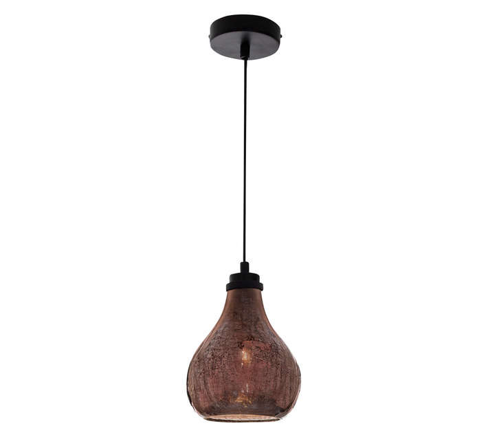 Bright Star Lighting 1 Light Crackle Glass Pendant - Rose Copper/Black (40W)