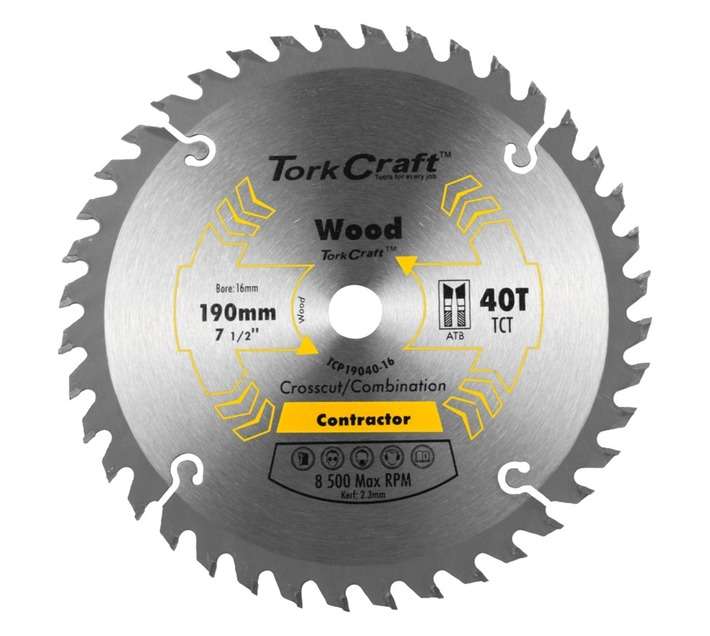 Tork Craft 40T Contactor TCT Saw Blade (190mm)