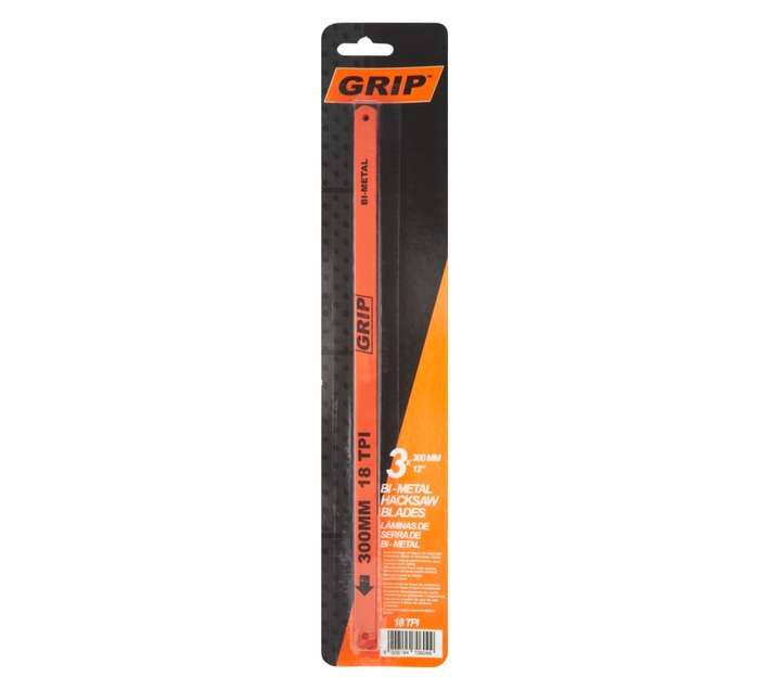 Grip 3 x Bi-Metal 18TPI Hacksaw Blades (300 x 1.06 x 37.7mm)