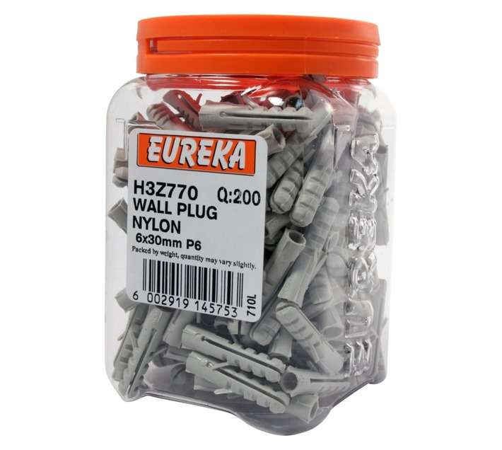 Eureka H3Z770 6 x 30mm Wall Plug Nylon (200 Pack)
