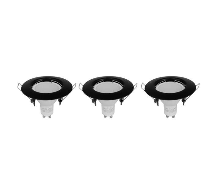 Lightworx DL3PKRB 3 x GU10 Round LED Downlight - Black (4W)
