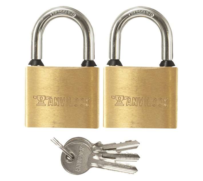 Anvilock 50mm Brass Padlock (2 Pack)