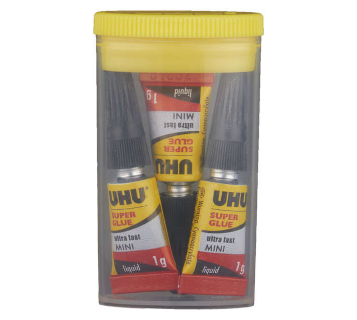 UHU 3 x Blitzschnell Mini Superglue Tubes - Clear (1g)